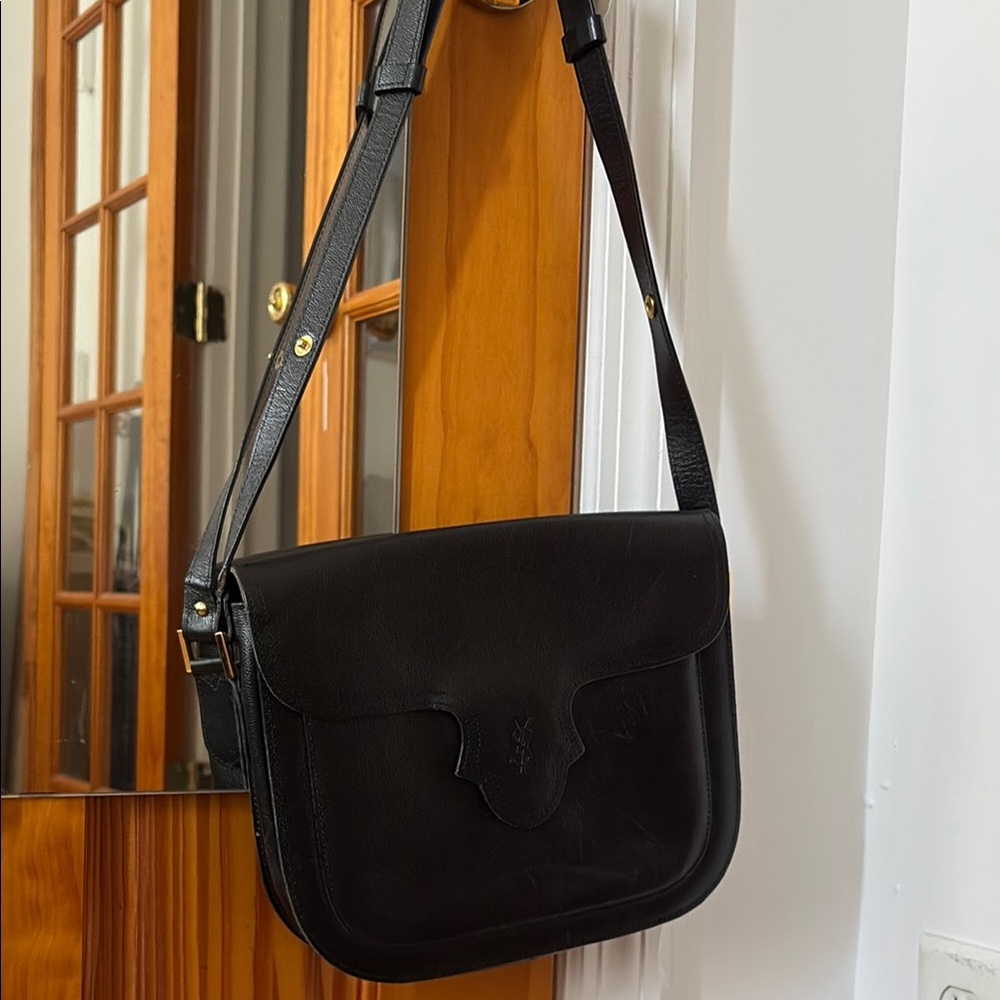 Yves Saint Laurent Black Leather Crossbody Bag